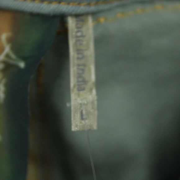 ARATTA SILENT JOURNEY GREEN WOMEN'S DENIM PANTS EMBROIDERED STUDDED FLORAL BOHO - Picture 7 of 10